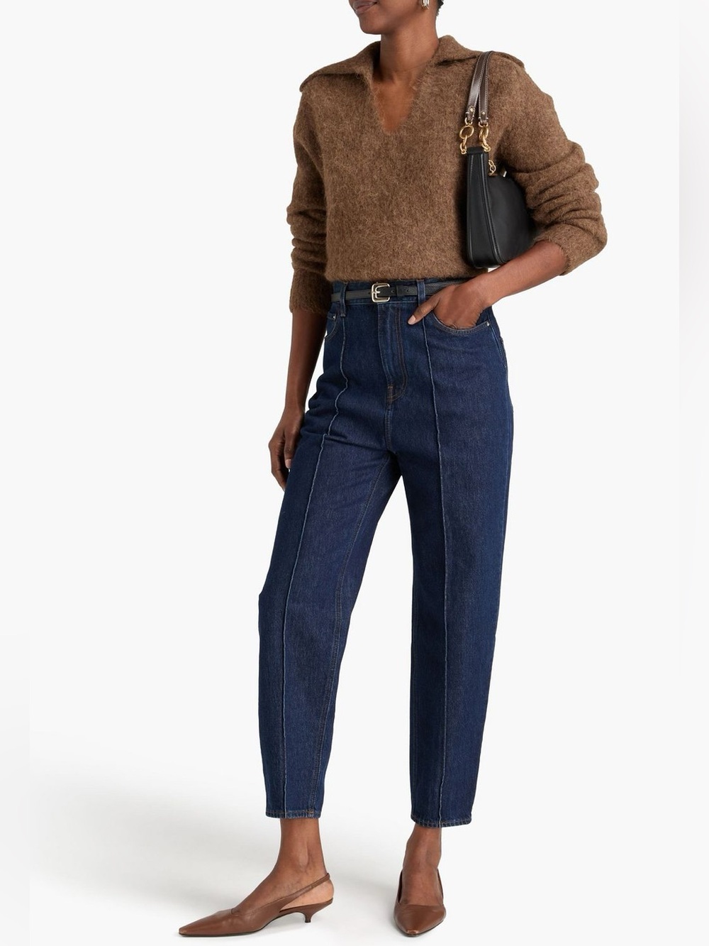 BNWT Toteme Dark Indigo High-Waist Front-Seam Jeans, Size 30/30